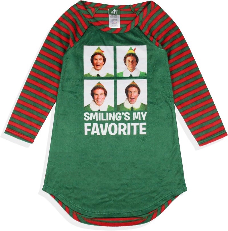 INTIMO Elf The Movie Girl's Smiling's My Favorite Christmas Sleep Pajama Nightgown - Image 1